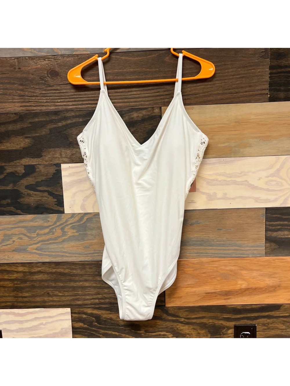 Shade & Shore White Crochet One Piece Swimsuit Women’s XL NWT